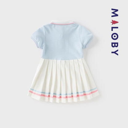 Robe polo manches courtes enfant fille- bleu ciel