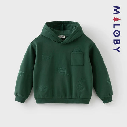 sweat à capuche doublé sherpa enfant garçon- vert