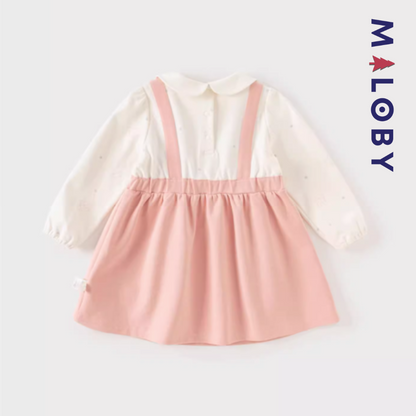 Robe bi-matière effet 2 en 1 enfant fille- rose