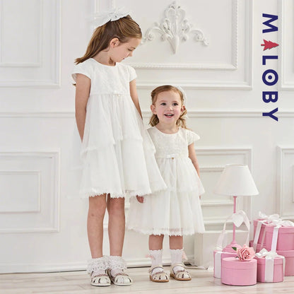 Robe haute couture de cérémonie enfant fille -Blanc