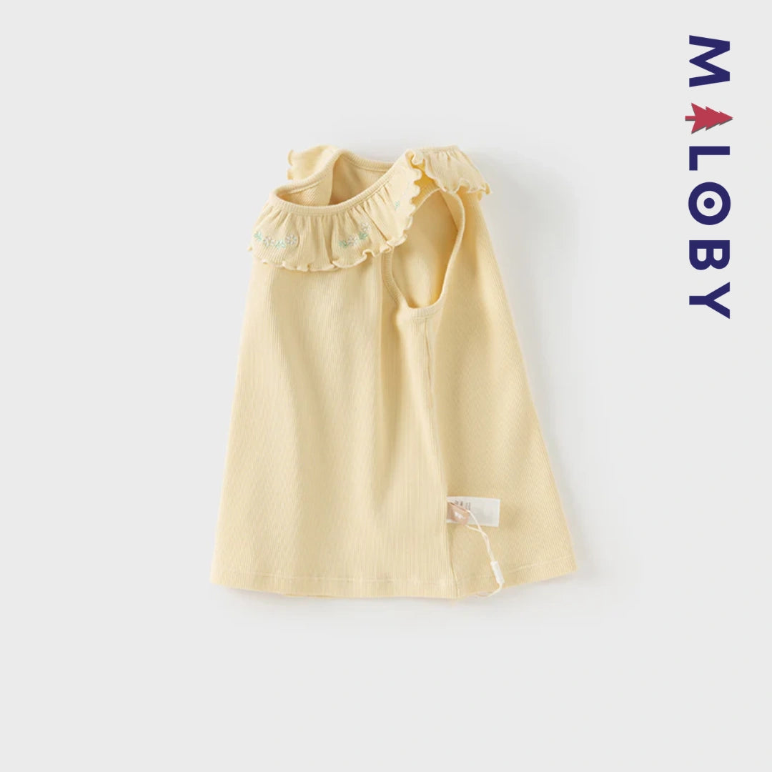 Gilet tricoté sans manches enfant fille - Jaune/violet