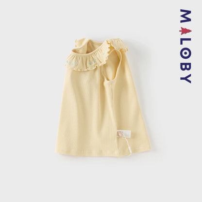 Gilet tricoté sans manches enfant fille - Jaune/violet