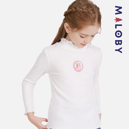 Pull en maille manches longues enfant fille- Rose/Gris/Blanc