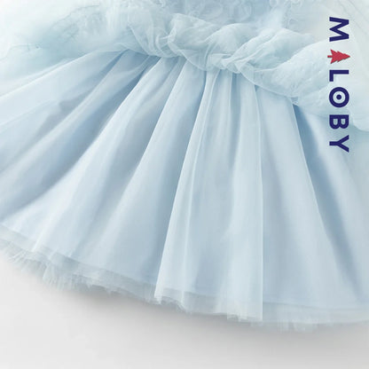 Robe princesse bleue sans manches en tulle respirante pour petites filles