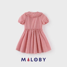 Charger l&#39;image dans la galerie, Robe manches courtes rayée enfant fille - Rouge -robes et ensembles pour filles, bébés et garcons - MALOBY
