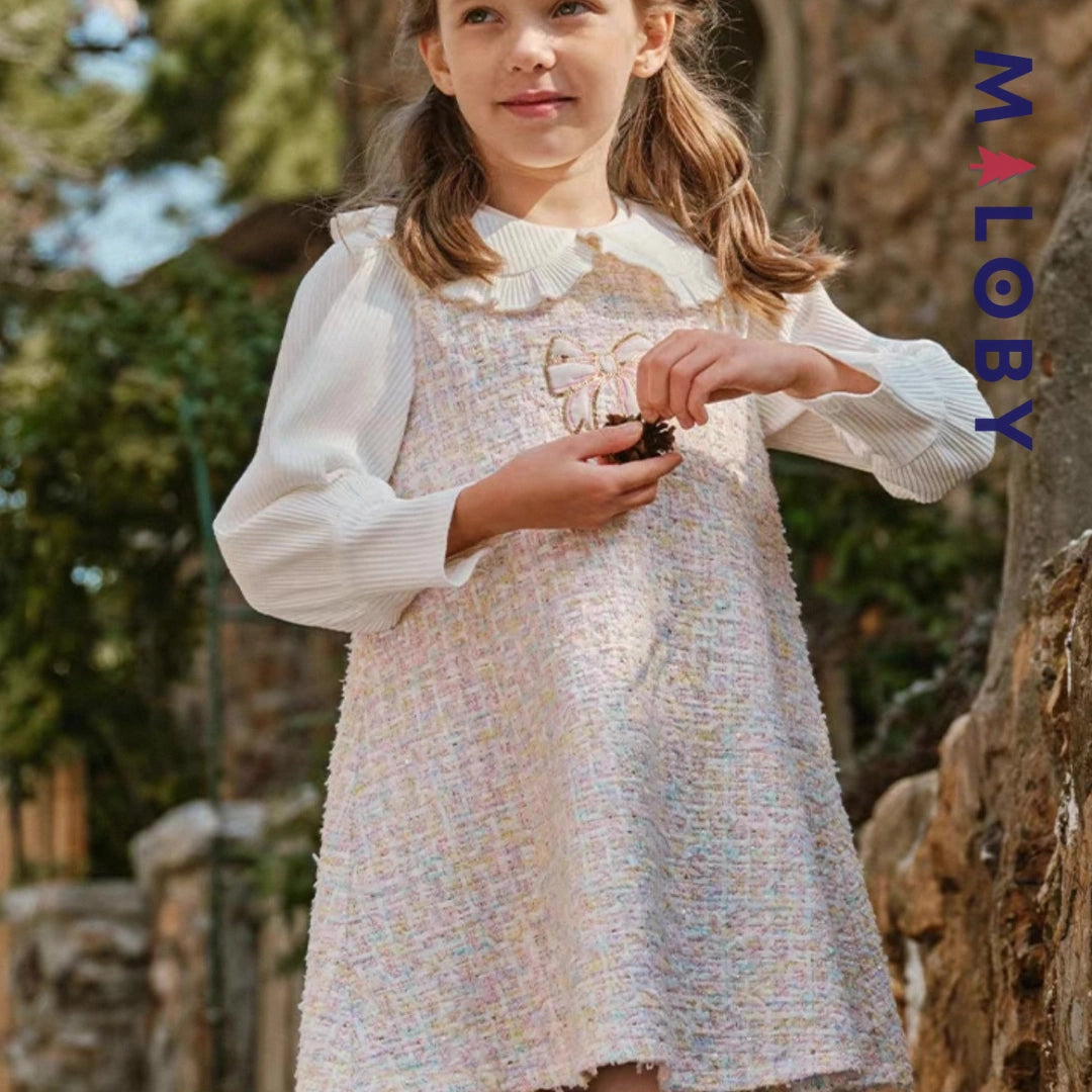 Robe cérémonie à carreaux style chanel enfant fille -Rose -robes et ensembles pour filles, bébés et garcons - MALOBY