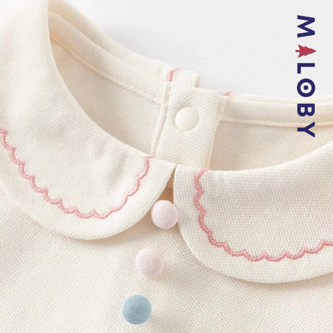 Robe manches longues en piqué de coton enfant fille- Beige