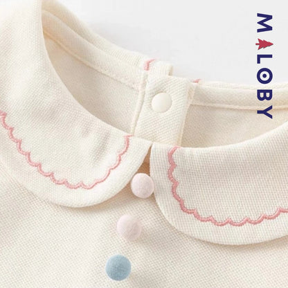 Robe manches longues en piqué de coton enfant fille- Beige