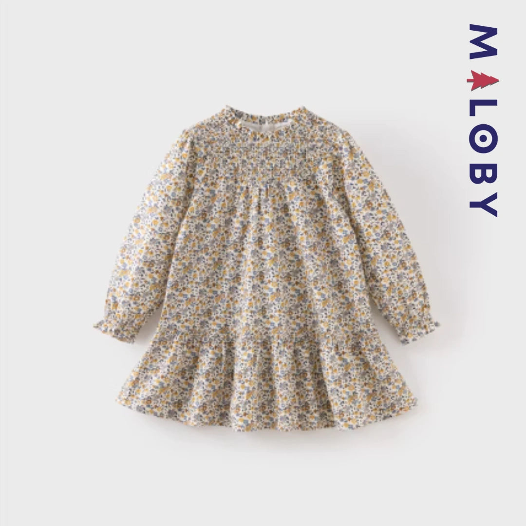 Robe à smocks motifs floral enfant fille -Floral -robes et ensembles pour filles, bébés et garcons - MALOBY