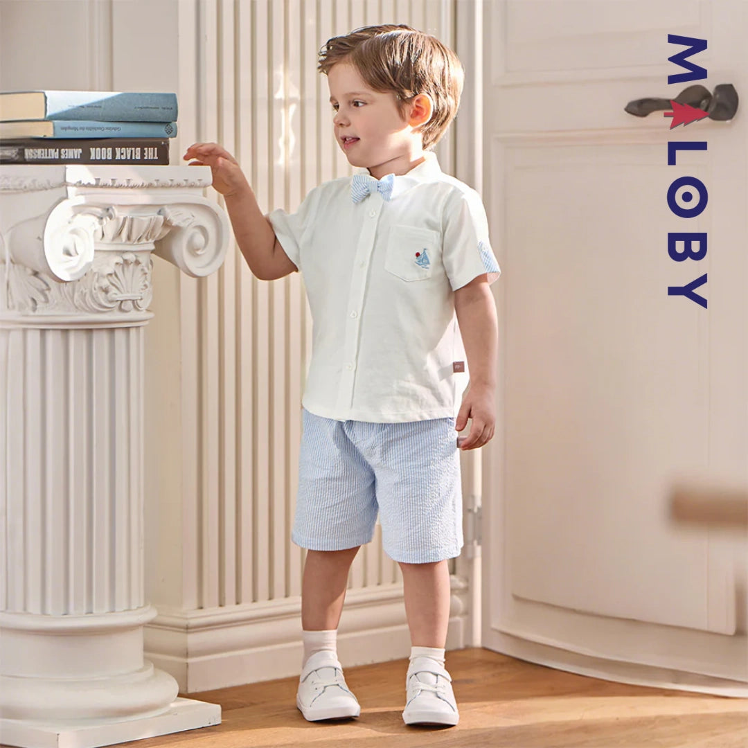 Ensemble habillé 2 pièces en pur coton enfant garçon -Blanc
