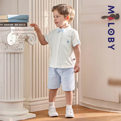 Ensemble habillé 2 pièces en pur coton enfant garçon -Blanc