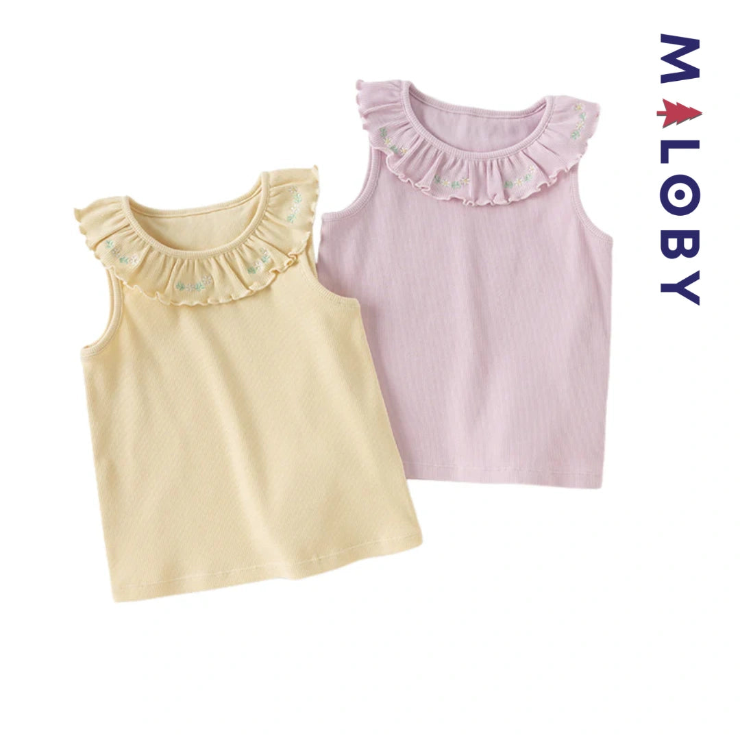 Gilet tricoté sans manches enfant fille - Jaune/violet