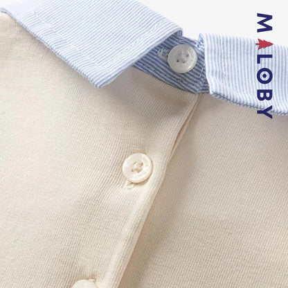 Ensemble habillé pull +pantalon enfant garçon - Beige/bleu