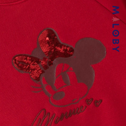 Robe sweat-shirt bi-matière motif Minnie enfant fille -Rouge -robes et ensembles pour filles, bébés et garcons - MALOBY