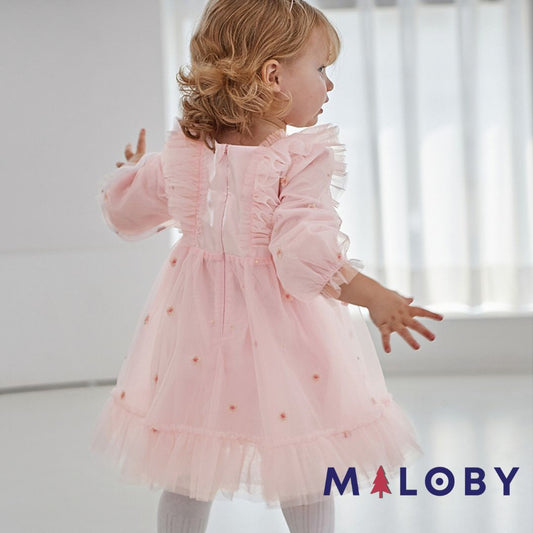 Robe de princesse à volants - rose pâle -robes et ensembles pour filles, bébés et garcons - MALOBY