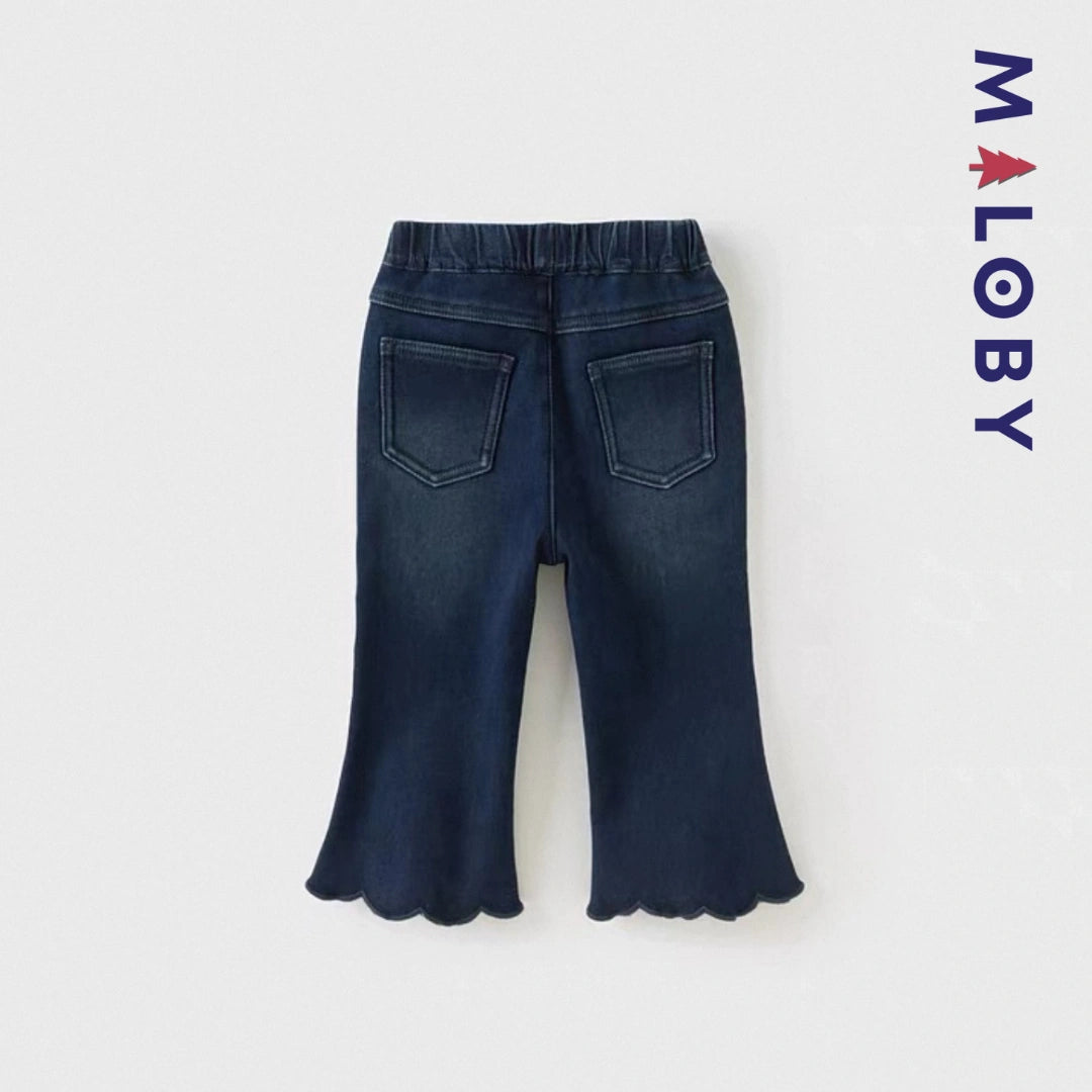 Pantalon évasé brodée enfant fille- bleu -robes et ensembles pour filles, bébés et garcons - MALOBY