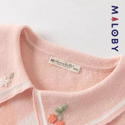 Pull sans manches à col brodé enfant fille– Rose