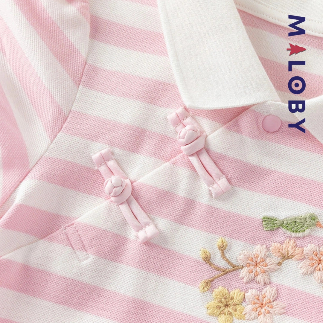 Robe d'été rayée enfant fille -Rose