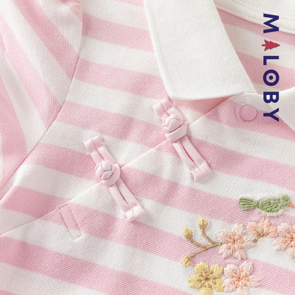 Robe d'été rayée enfant fille -Rose