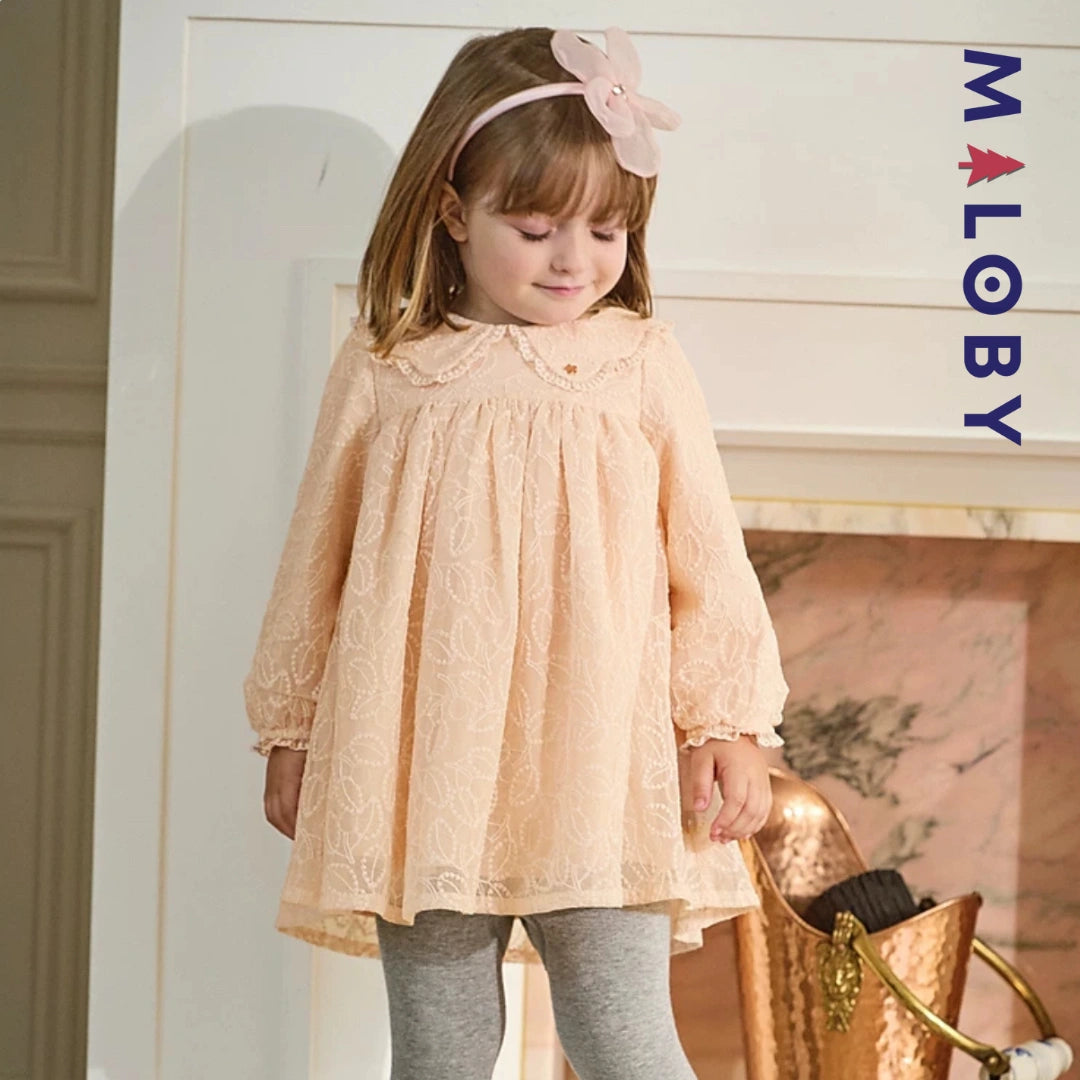 Robe cérémonie brodée enfant fille- Rose pâle -robes et ensembles pour filles, bébés et garcons - MALOBY