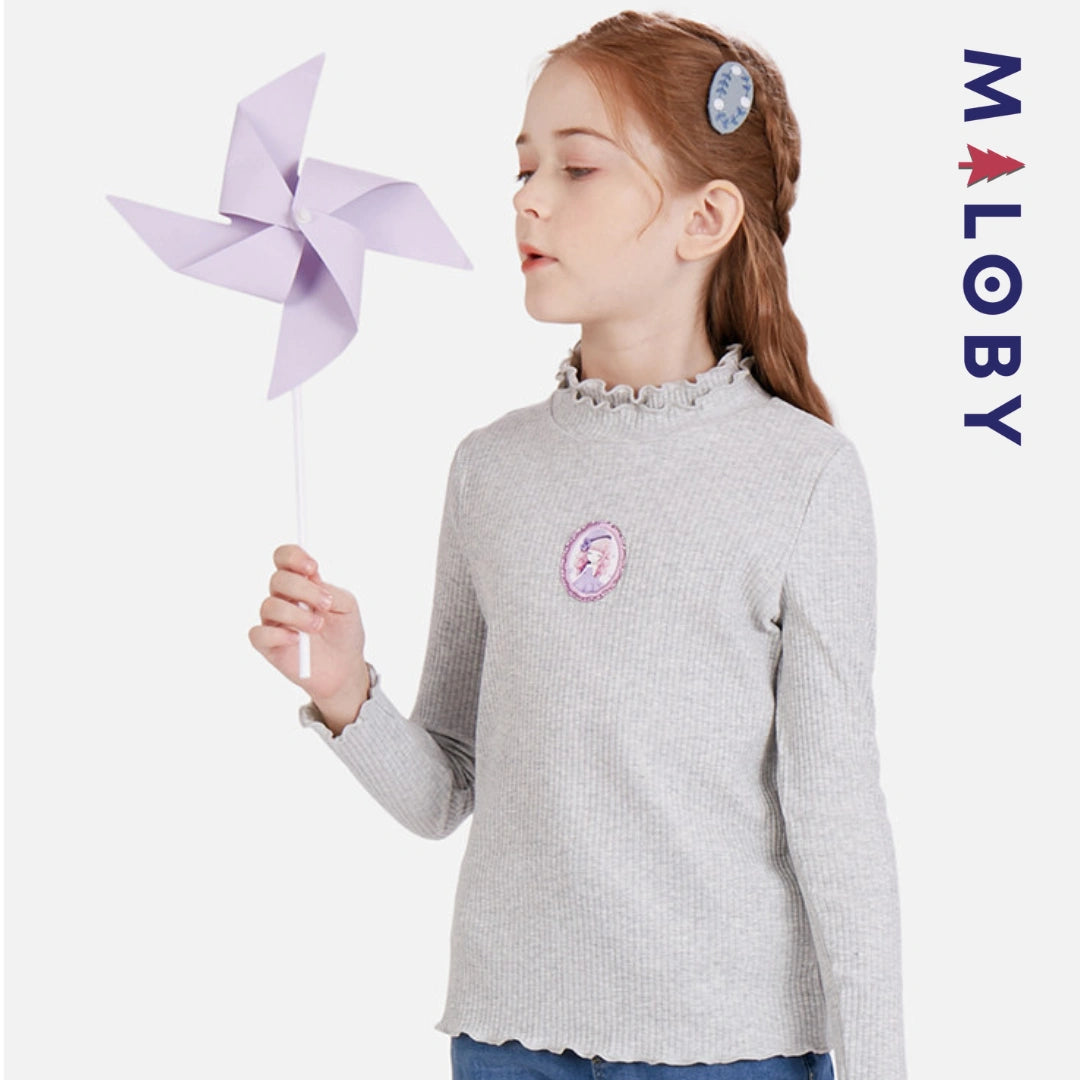 Pull en maille manches longues enfant fille- Rose/Gris/Blanc