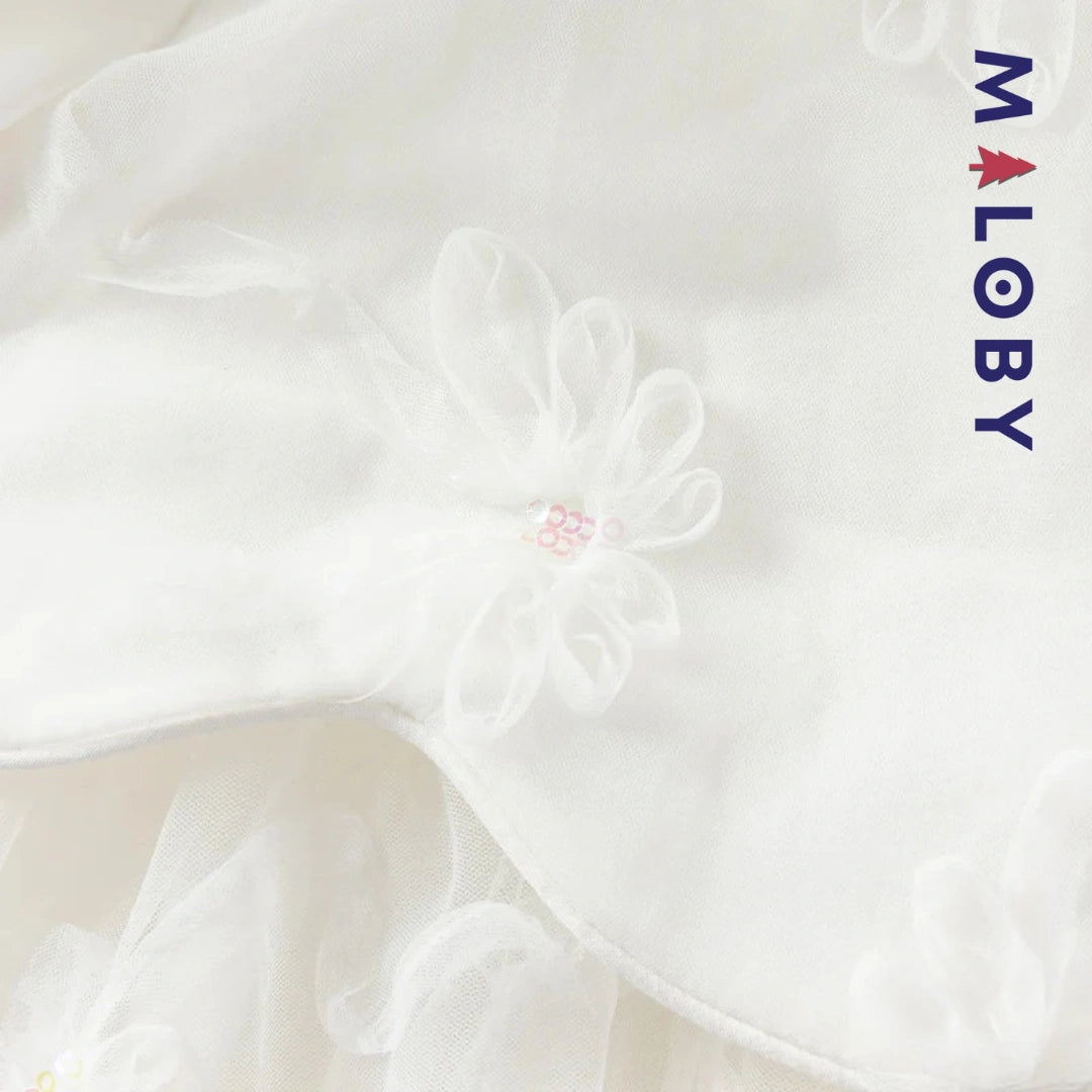 Robe cérémonie effet 2 en 1 -Blanc -robes et ensembles pour filles, bébés et garcons - MALOBY