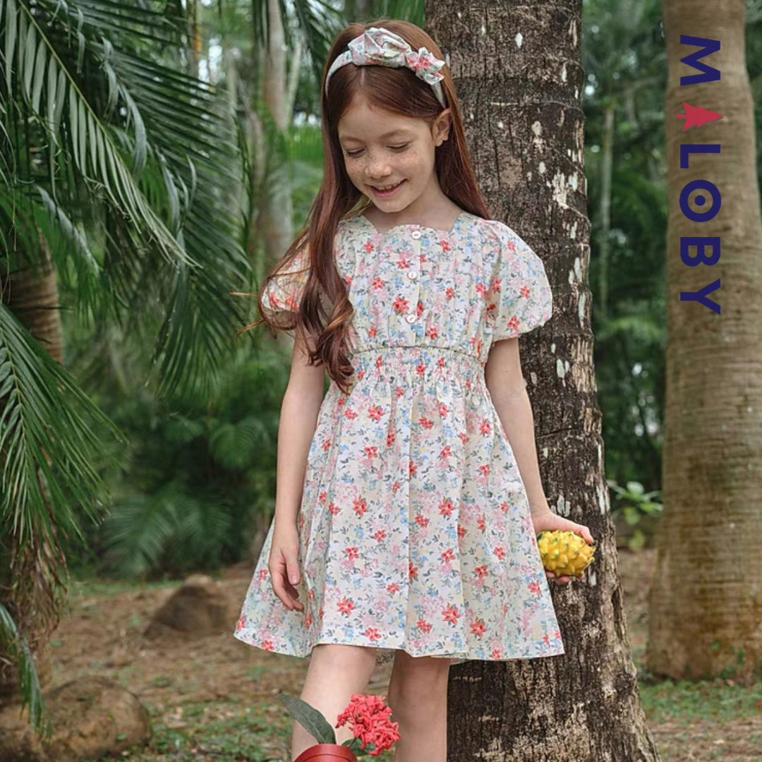 Robe fleurie manches courtes enfant fille- Floral