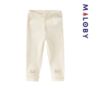 Legging à base brodée enfant fille - beige