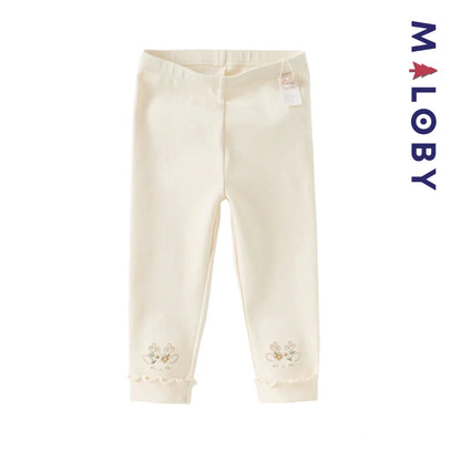 Legging à base brodée enfant fille - beige -robes et ensembles pour filles, bébés et garcons - MALOBY
