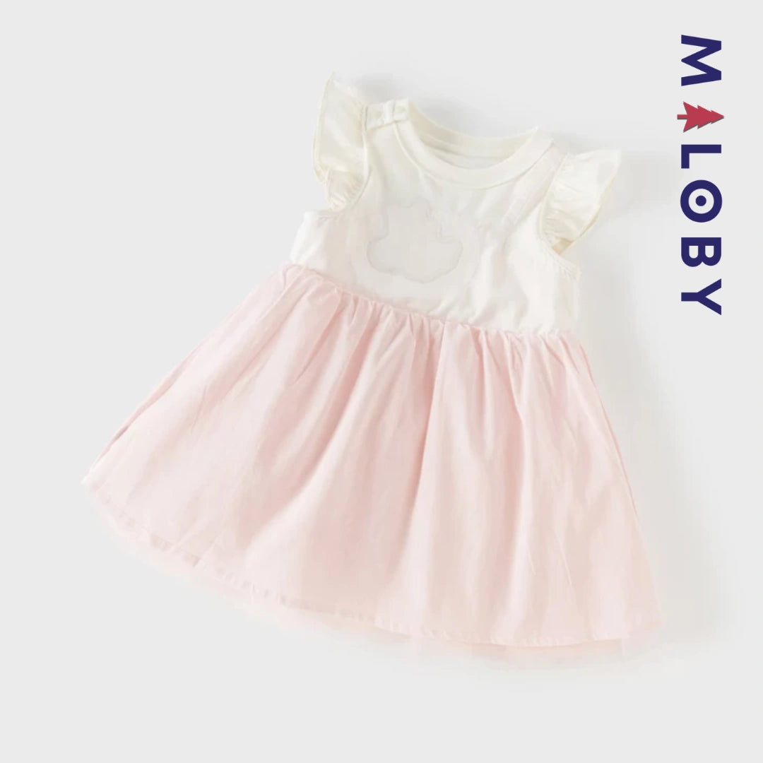 Robe Minnie bi-matière pour été enfant fille -Rose