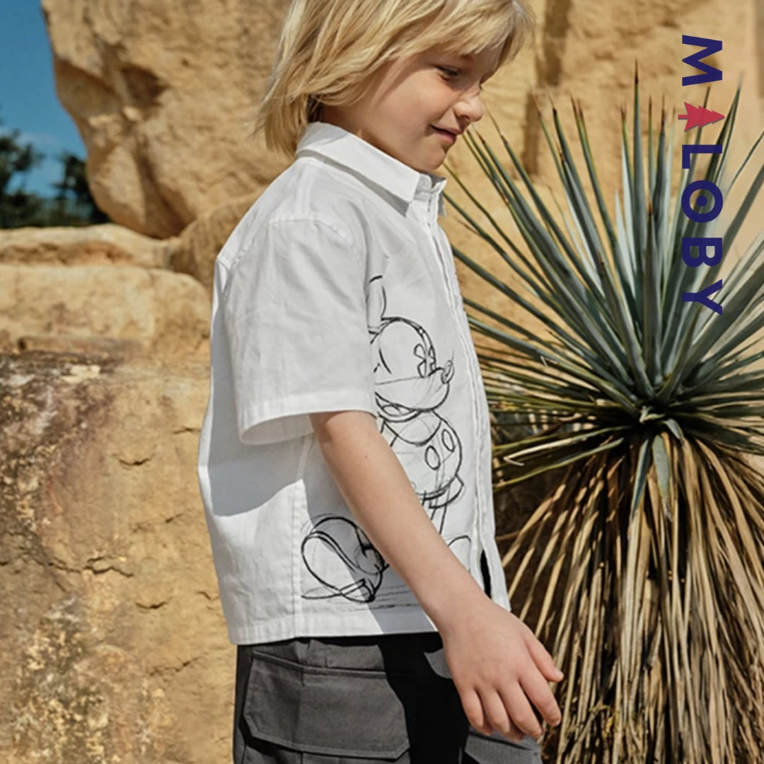 Ensemble 2 pièces Chemise+short motif Disney enfant garçon -Blanc