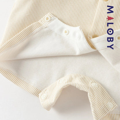 Combinaison été à nœud papillon Bébé garçon- Beige