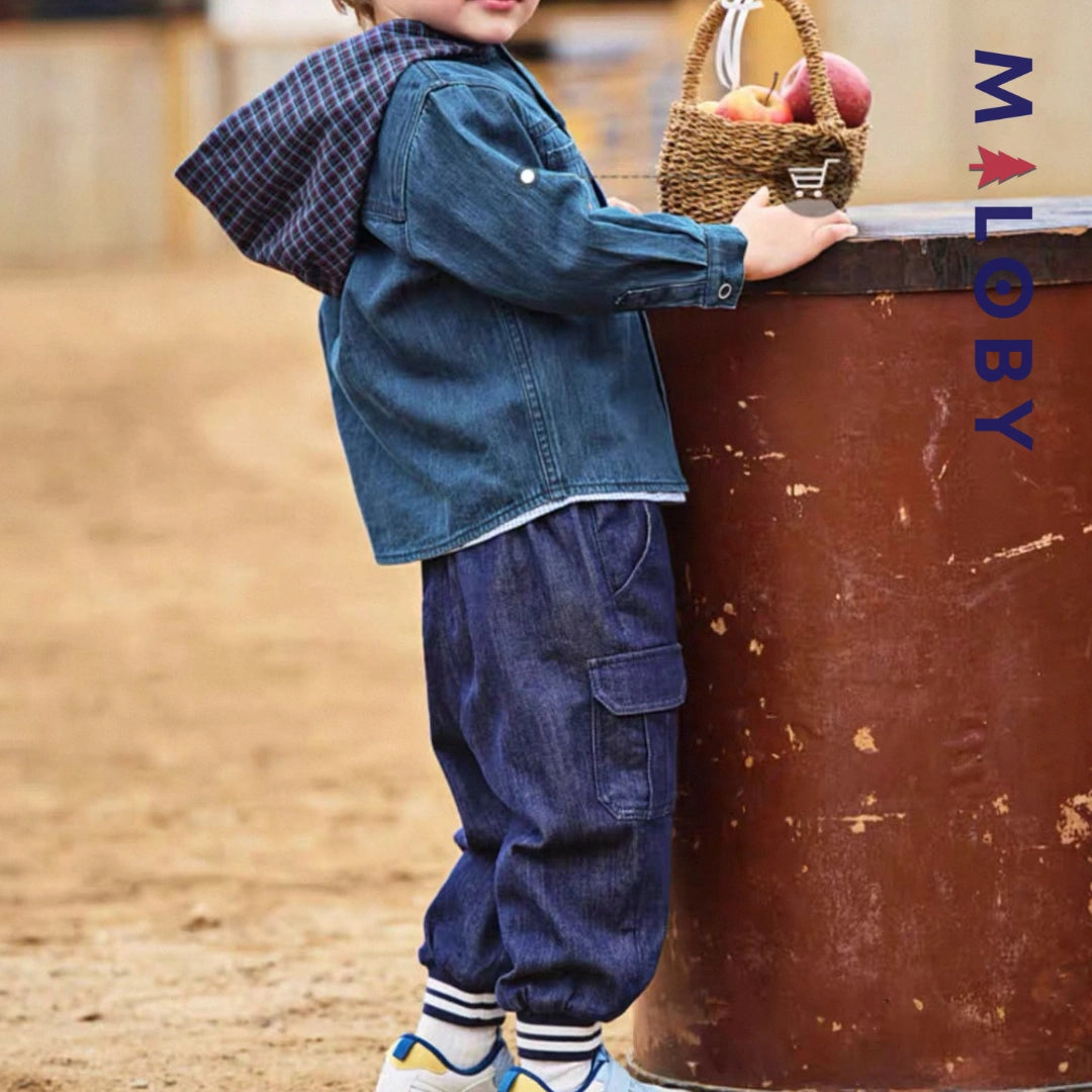 Pantalon battle en Denim décontracté enfant garçon-Marine -robes et ensembles pour filles, bébés et garcons - MALOBY