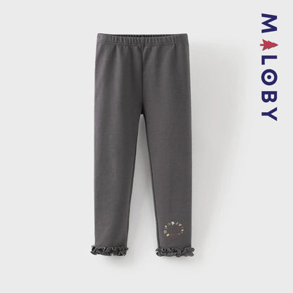 Legging à volants enfant fille - blanc/gris -robes et ensembles pour filles, bébés et garcons - MALOBY