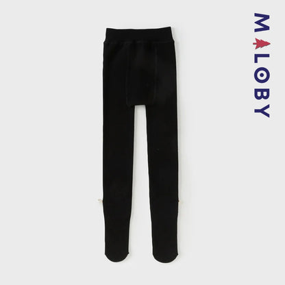 Collant épais à nœuds enfant fille- beige/noir