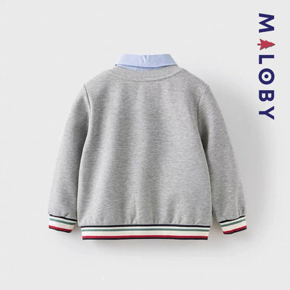 Cardigan chemise intégrée avec patch enfant garçon - gris