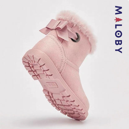 Bottines fourrées peluche enfant fille - Rose