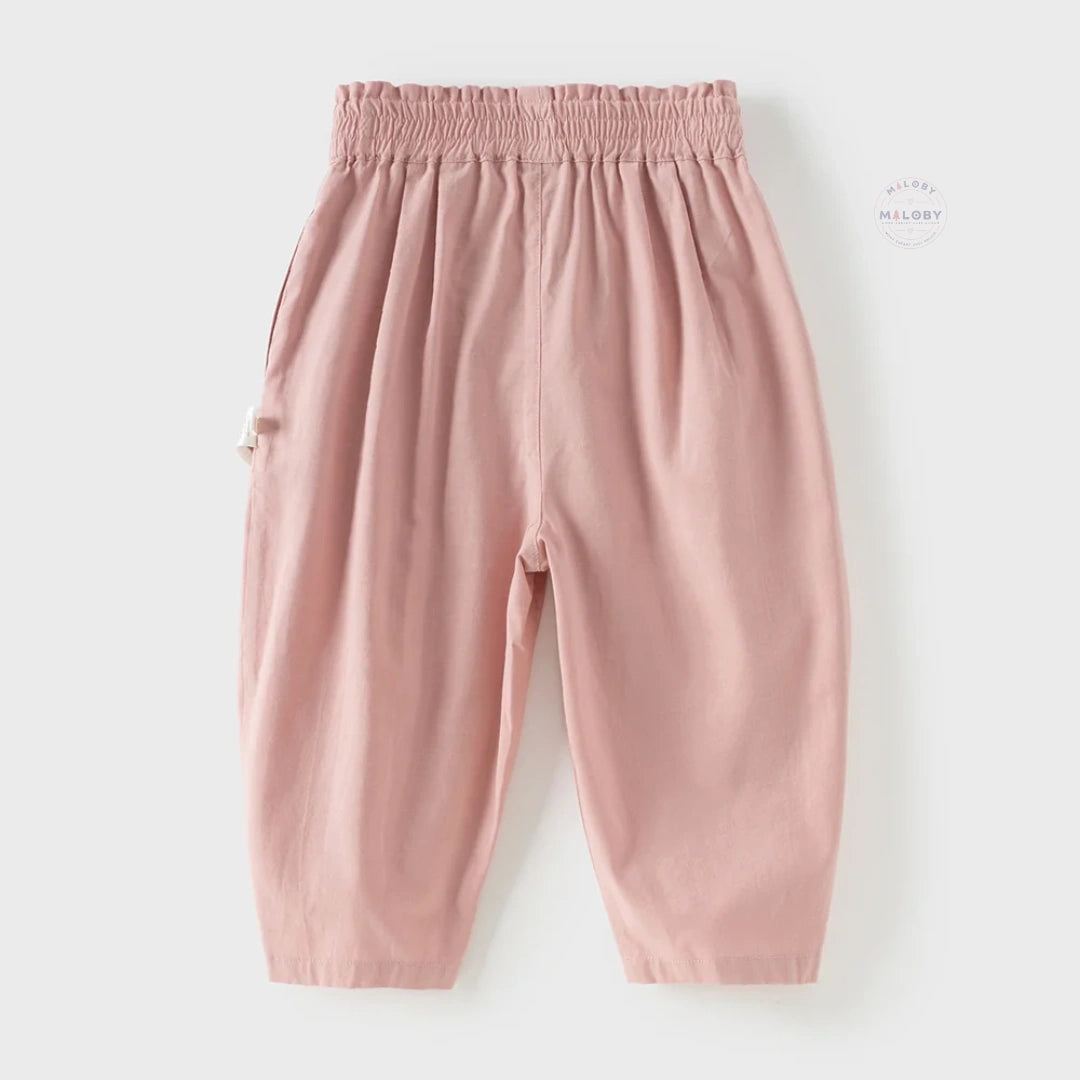 Pantalon carotte décontracté enfant fille rose, vêtement enfant maroc - MALOBY