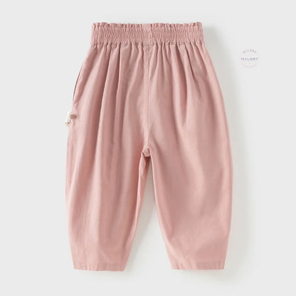 Pantalon carotte décontracté enfant fille rose, vêtement enfant maroc - MALOBY