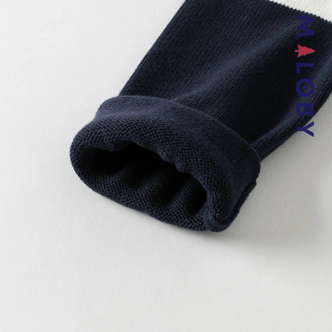 Pull à col chemise enfant garçon- marine -robes et ensembles pour filles, bébés et garcons - MALOBY