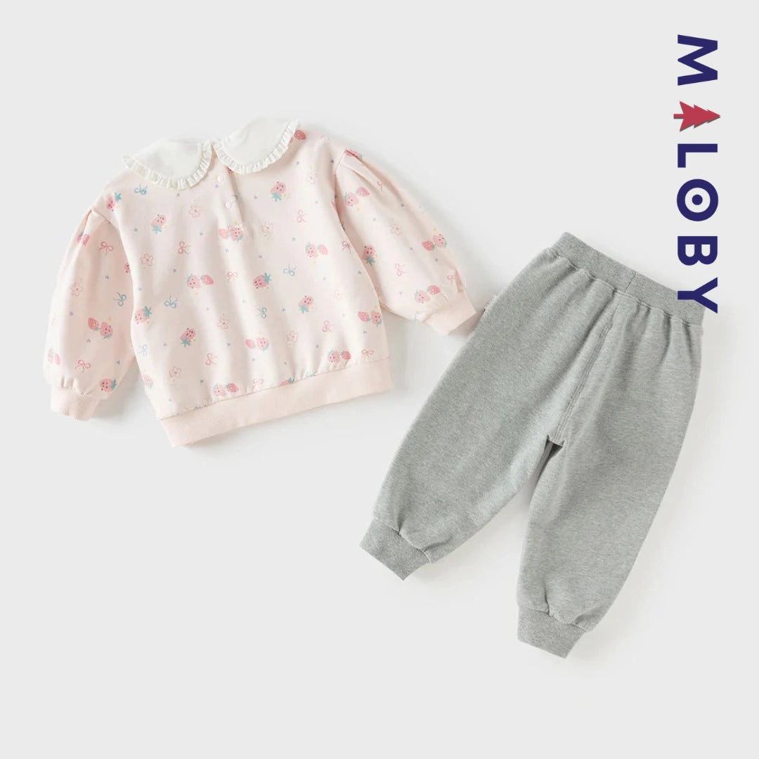 Ensemble 2 pièces sweat-shirt + pantalon enfant fille- Rose -robes et ensembles pour filles, bébés et garcons - MALOBY