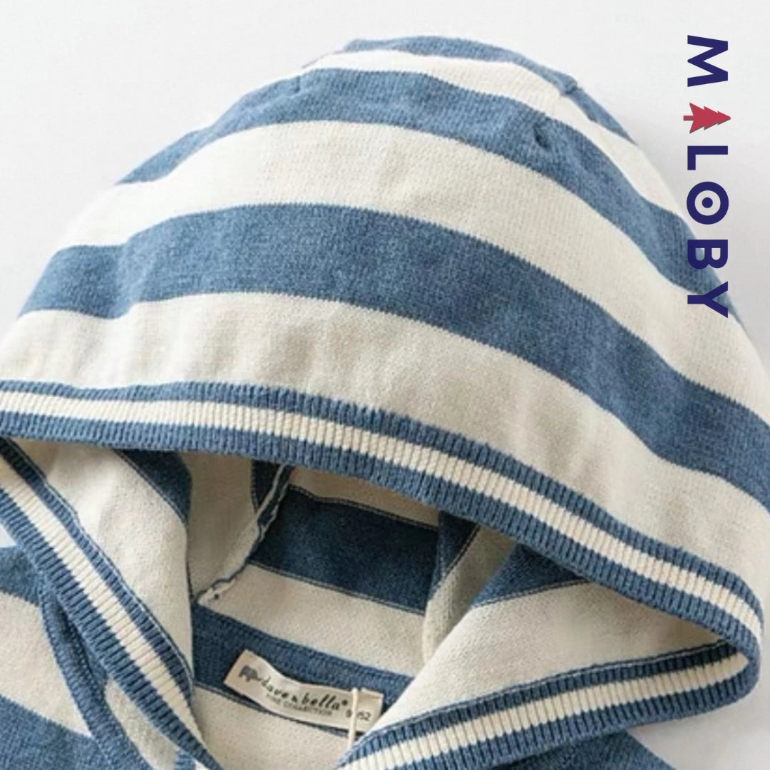 Gilet à capuche rayé enfant garçon - beige/bleu