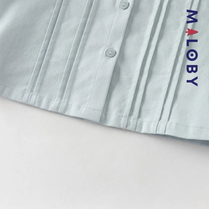 Ensemble habillé 2 pièces Chemise + Jupon plissé enfant fille -Bleu