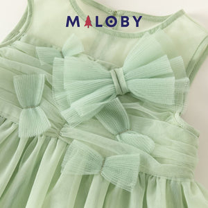 Robe cérémonie à nœuds enfant fille- Vert -robes et ensembles pour filles, bébés et garcons - MALOBY