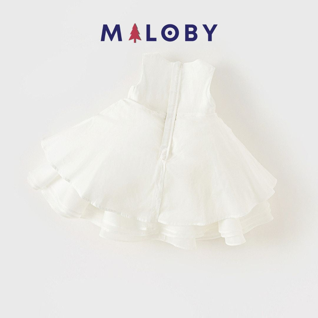 Robe cérémonie fleurettes -Blanc -robes et ensembles pour filles, bébés et garcons - MALOBY