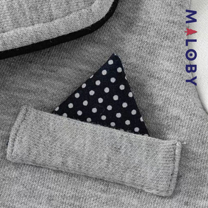 Combinaison cérémonie à nœud effet 2 en 1 bébé garçon -Gris