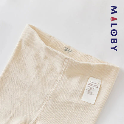 Collant Épais motif fleurette enfant fille- beige