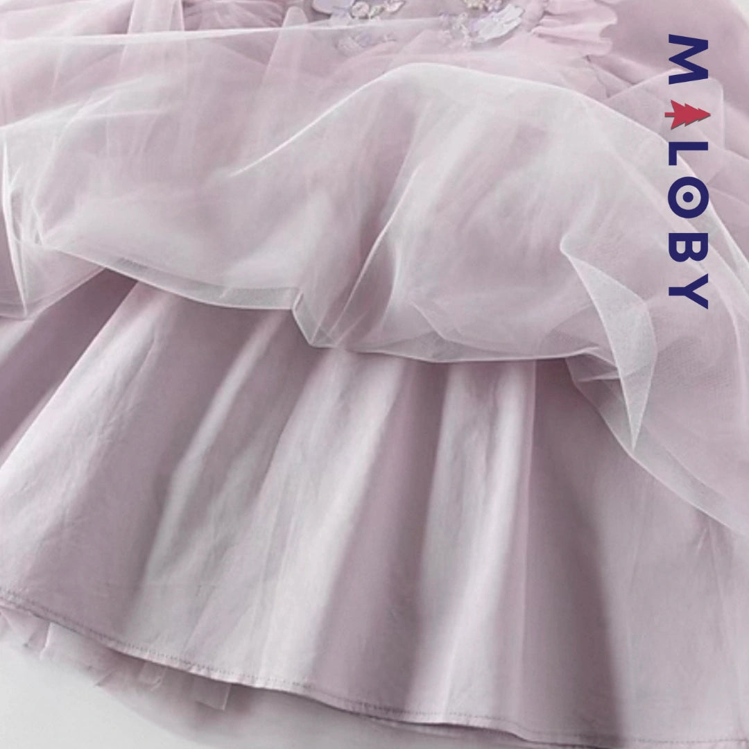 Robe de cérémonie volontée en tulle - violet