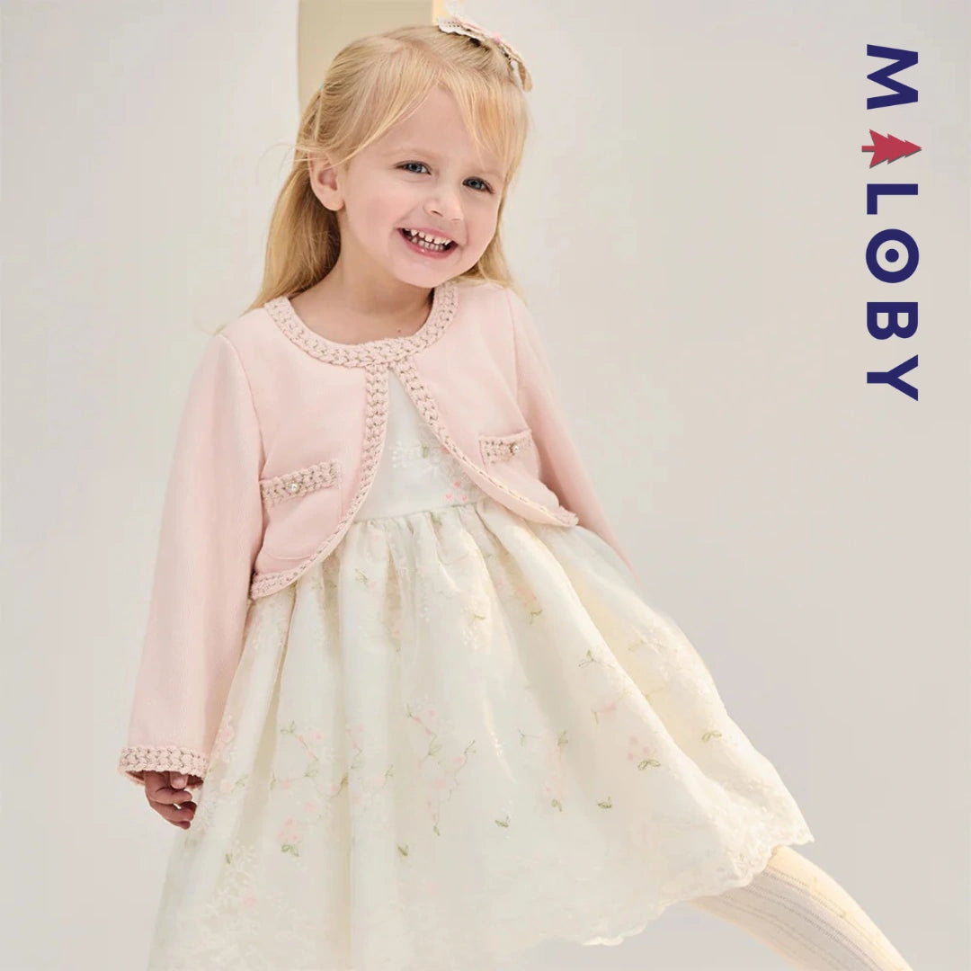 Robe cérémonie avec Boléro intégré -Rose -robes et ensembles pour filles, bébés et garcons - MALOBY