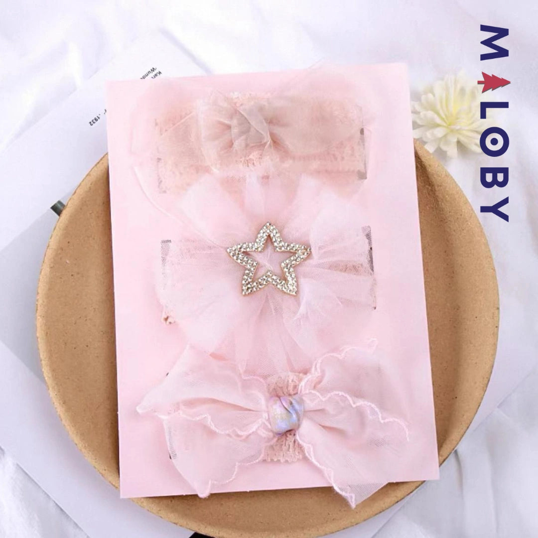 Lot trois bandeaux en dentelle enfant fille -robes et ensembles pour filles, bébés et garcons - MALOBY